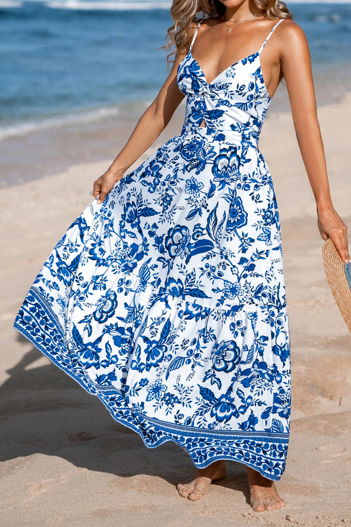 Blue Horizon Twist-Bust Maxi Dress
