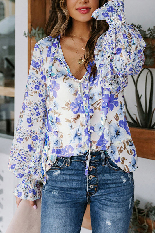 Blue Cakewalk Smocked Blouse