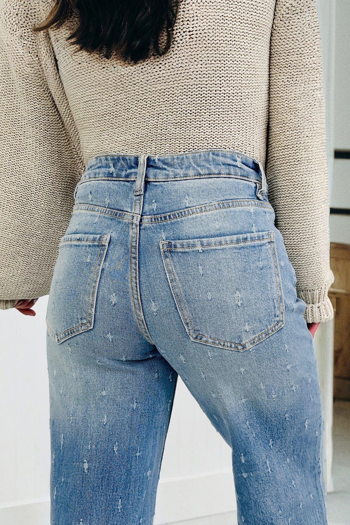 Meadow Mist Raw Hemmed Tummy Control Stretch Jeans