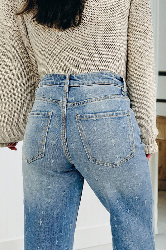 Meadow Mist Raw Hemmed Tummy Control Stretch Jeans