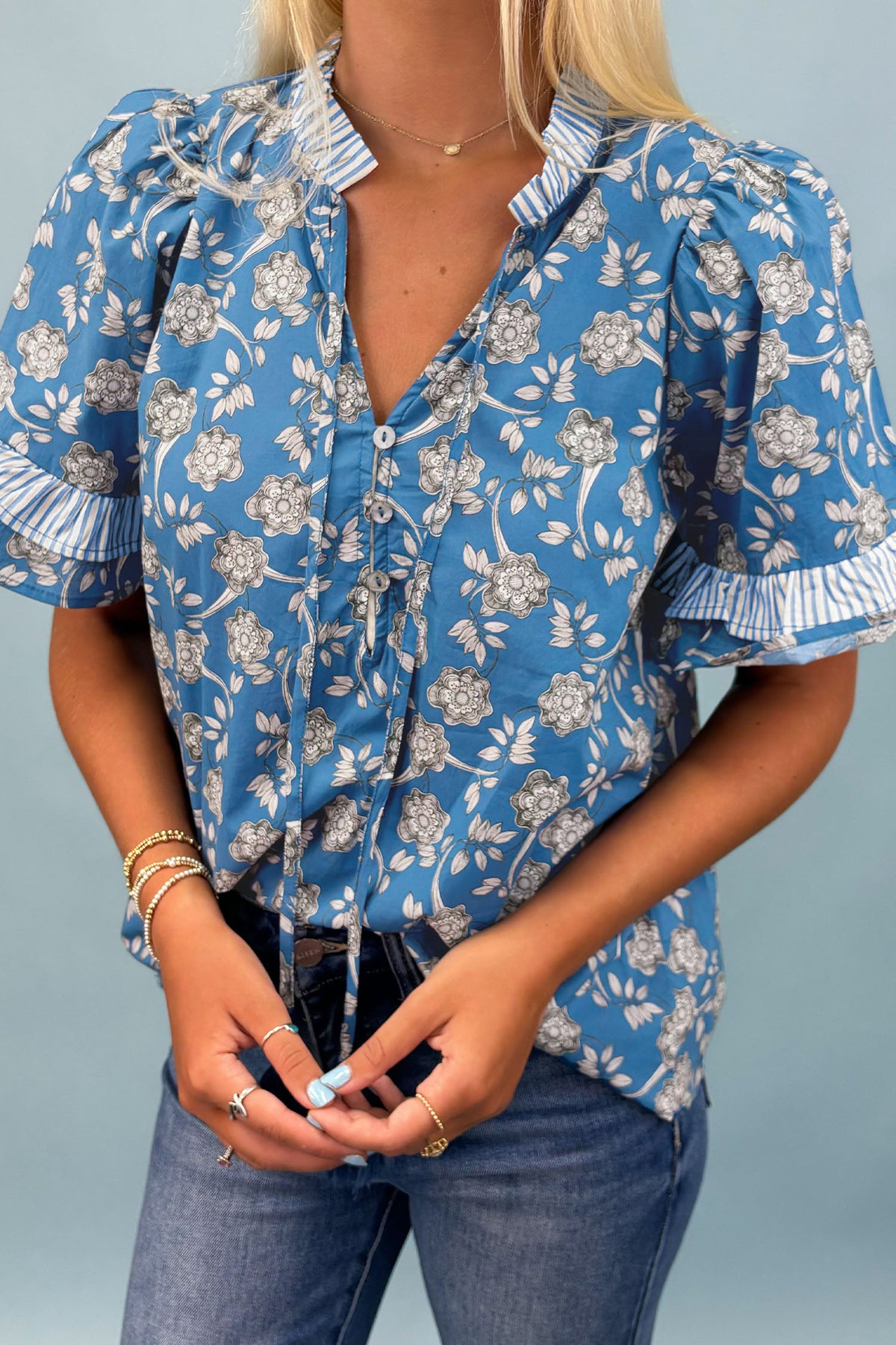 Bluebell Tie-Neck Blouse