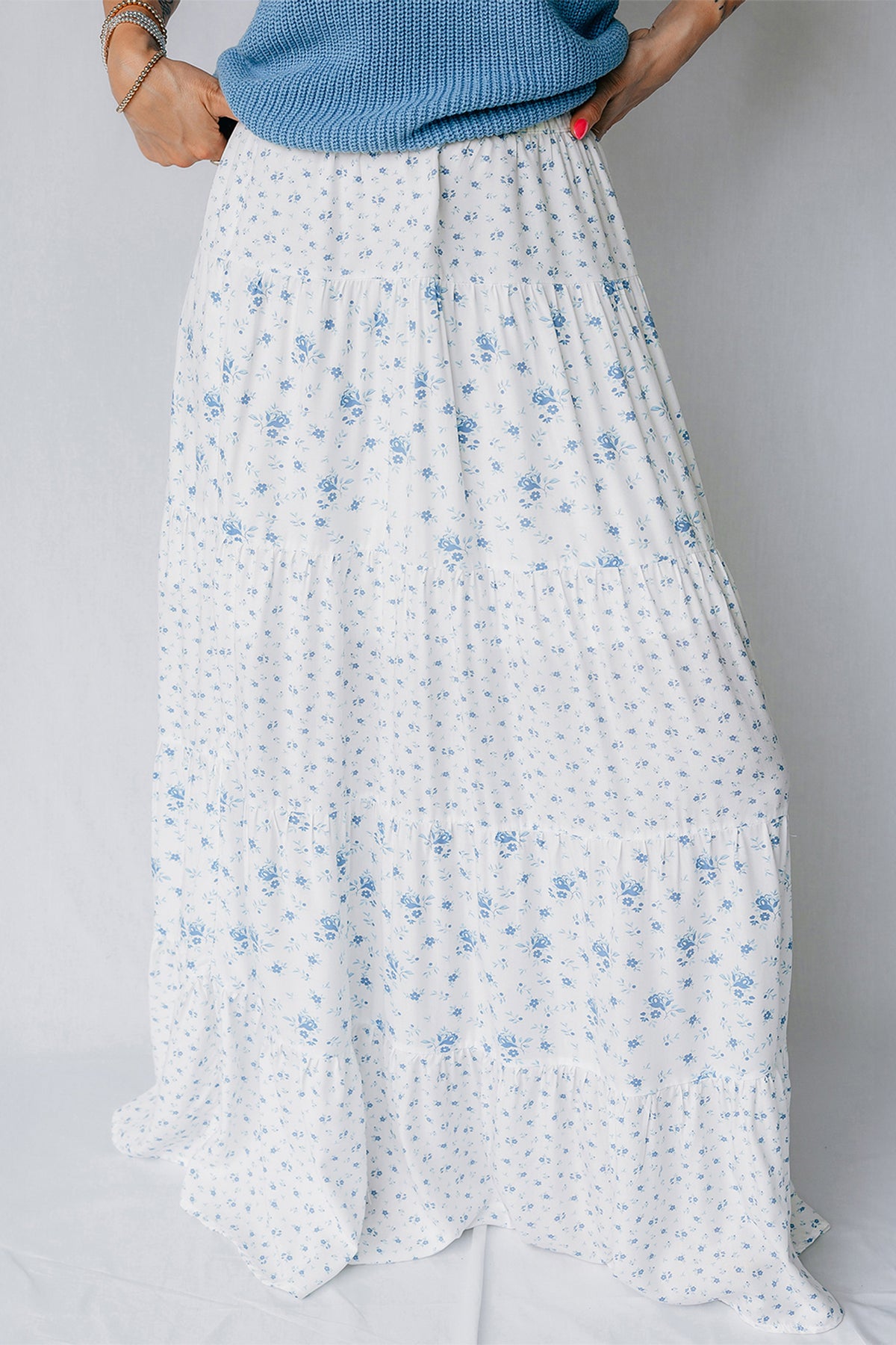 Blue Skies Floral Maxi Skirt
