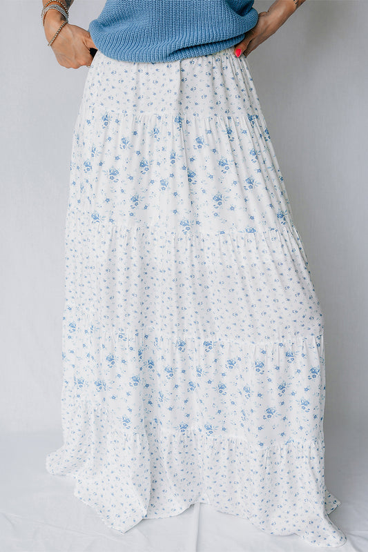 Blue Skies Floral Maxi Skirt