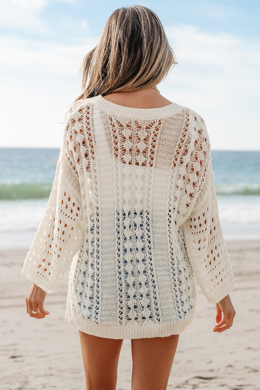 White Whisper Open-Knit Sweater