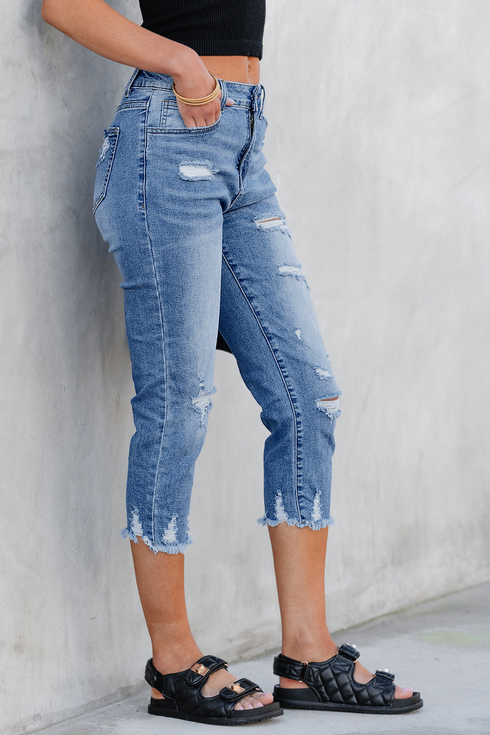 Coastal Days Distressed Capri Jeans