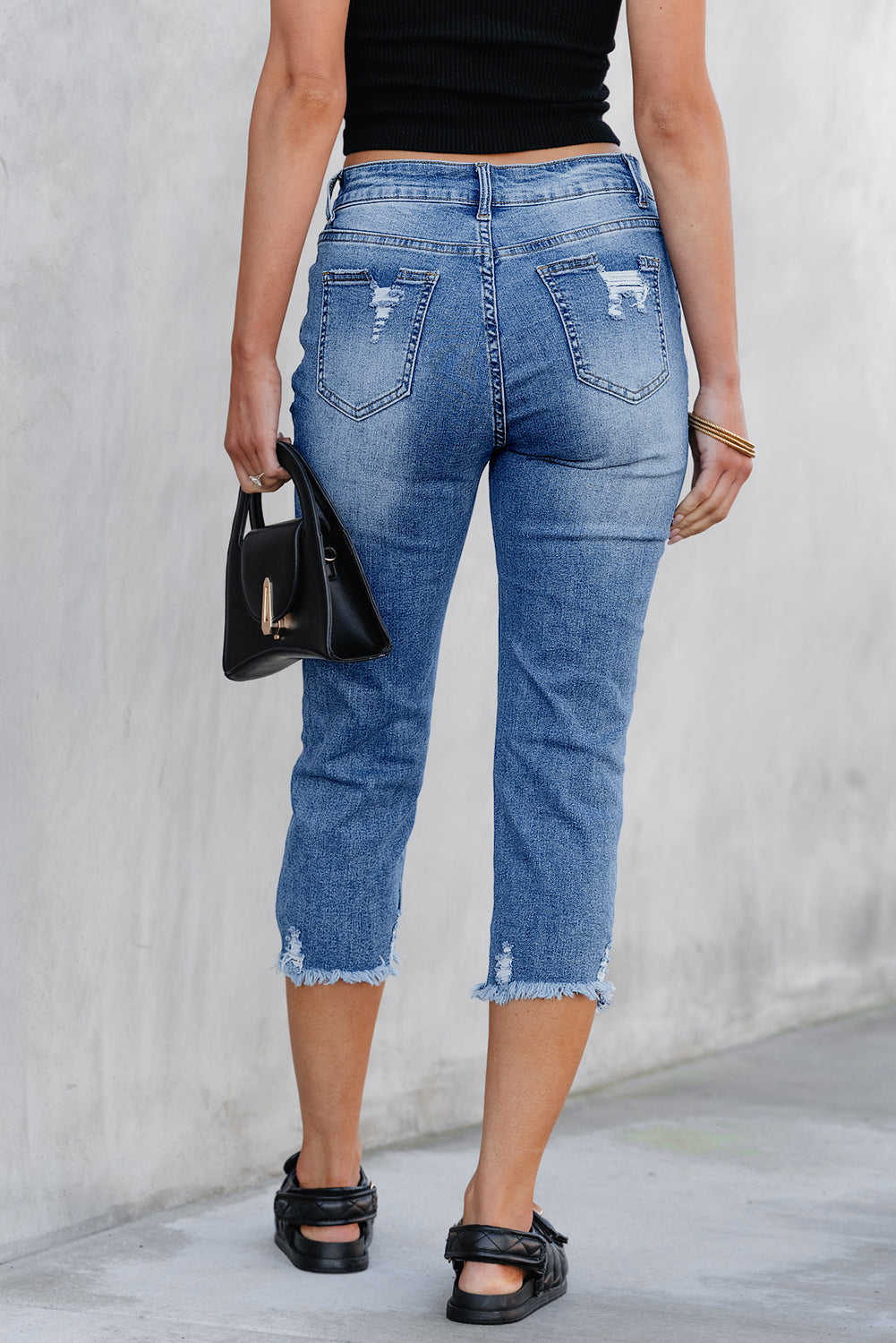 Coastal Days Distressed Capri Jeans