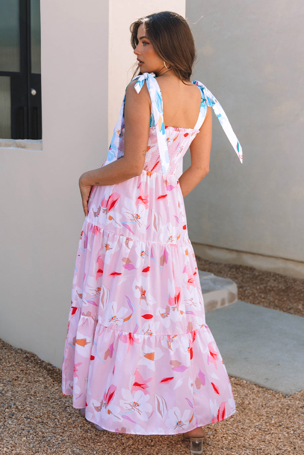 Blush Garden Knot-Shoulder Maxi