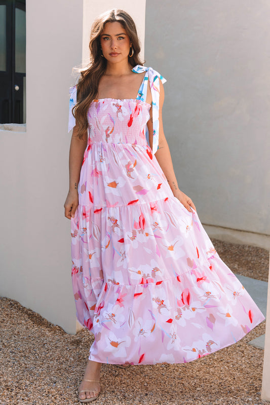 Blush Garden Knot-Shoulder Maxi