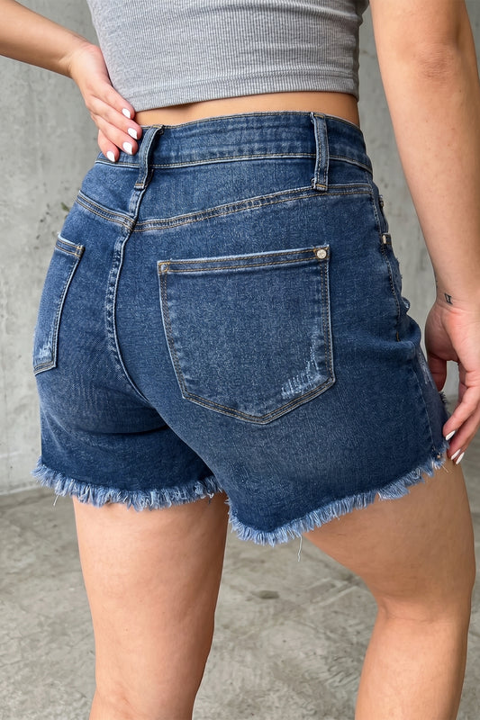 Sail Blue Asymmetric-Hem Shorts