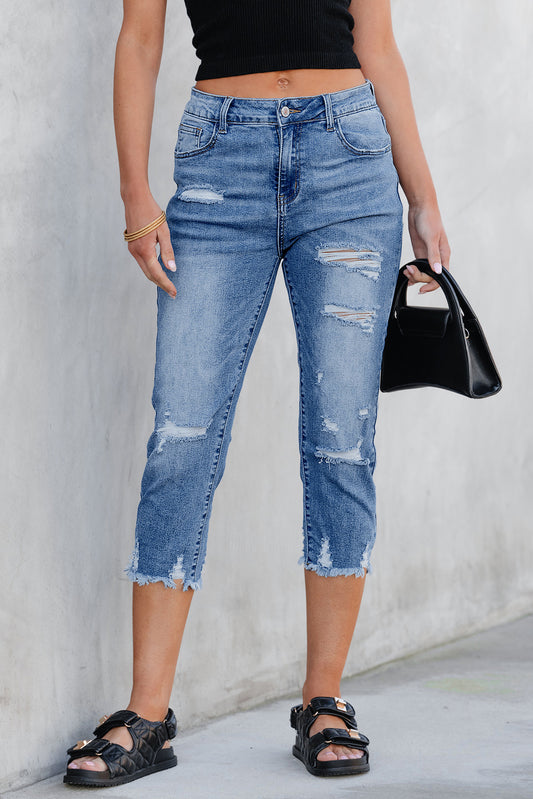 Coastal Days Distressed Capri Jeans