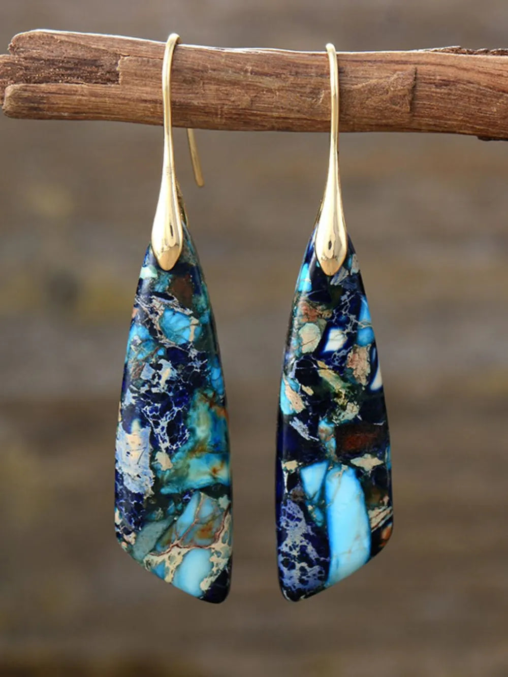 Mesa Mosaic Dangle Earrings with colorful geometric stones
