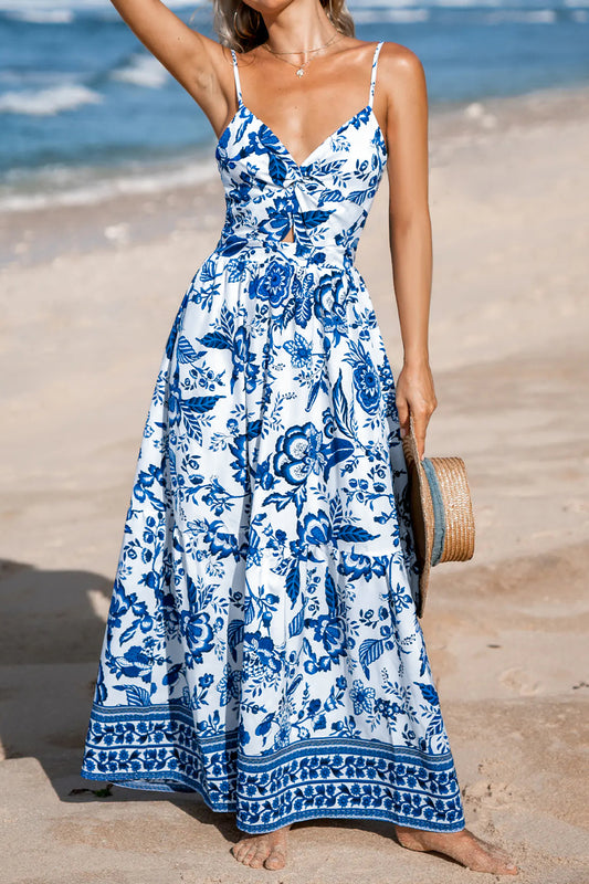 Blue Horizon Twist-Bust Maxi Dress