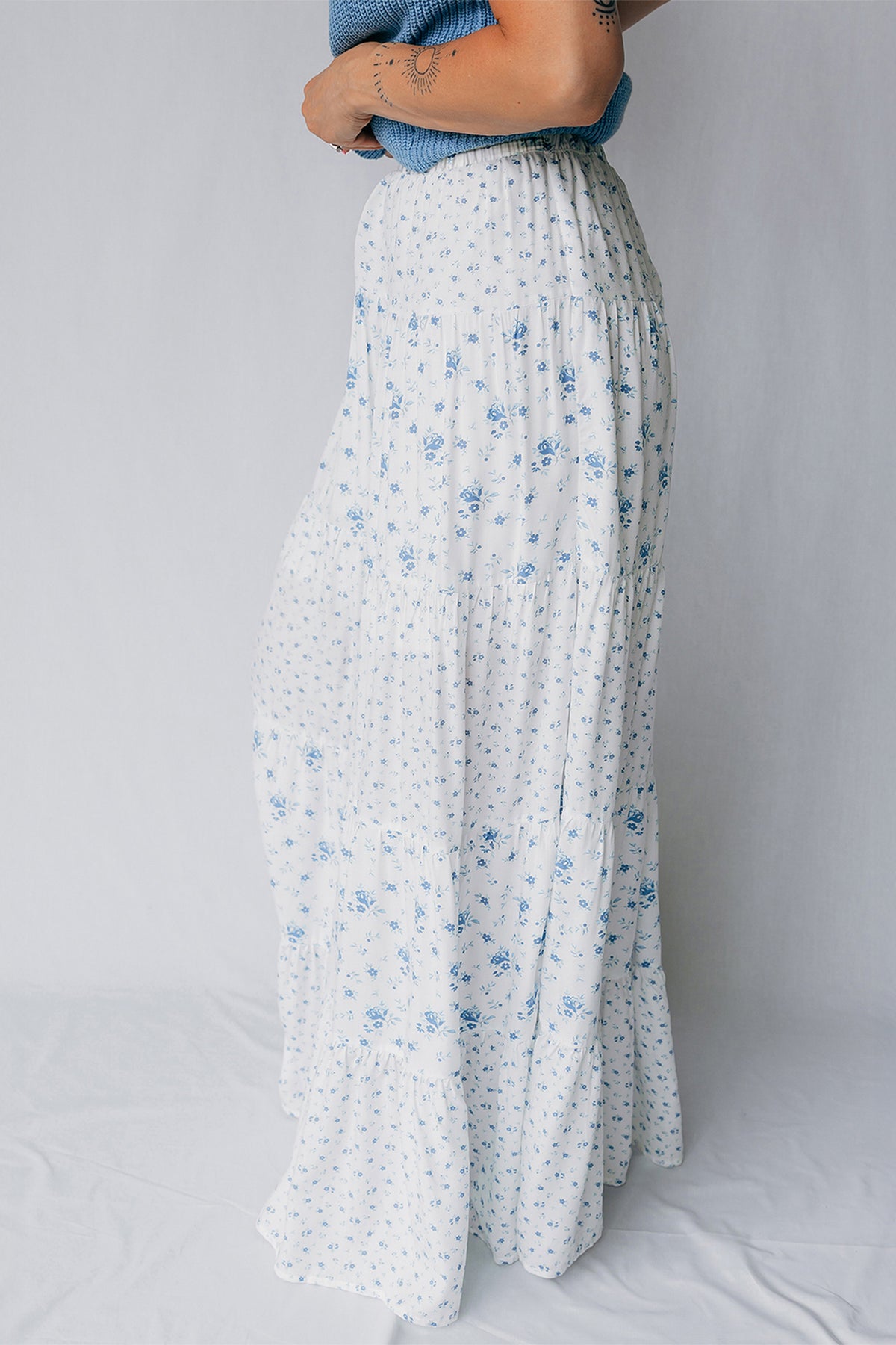 Blue Skies Floral Maxi Skirt