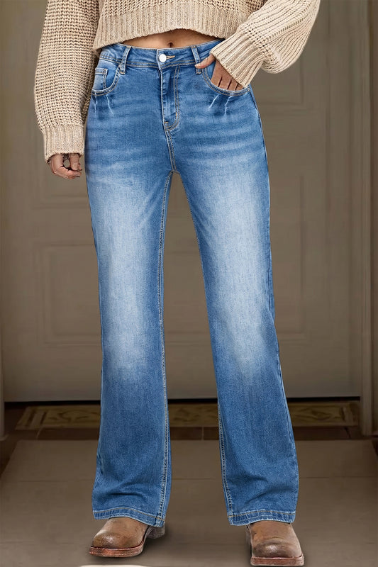 Silver Creek Acid-Wash Straight-Leg Jeans